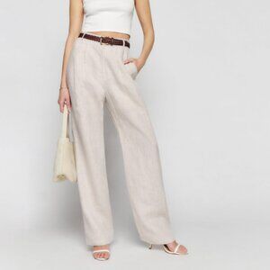 Reformation Mason Linen Pant in Oatmeal 6P